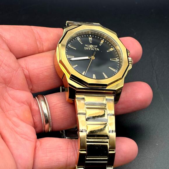 Invicta 46839 Speedway Gold Tone Mens Watch Black Dial Stainless Steel NIBWT - Picture 13 of 17